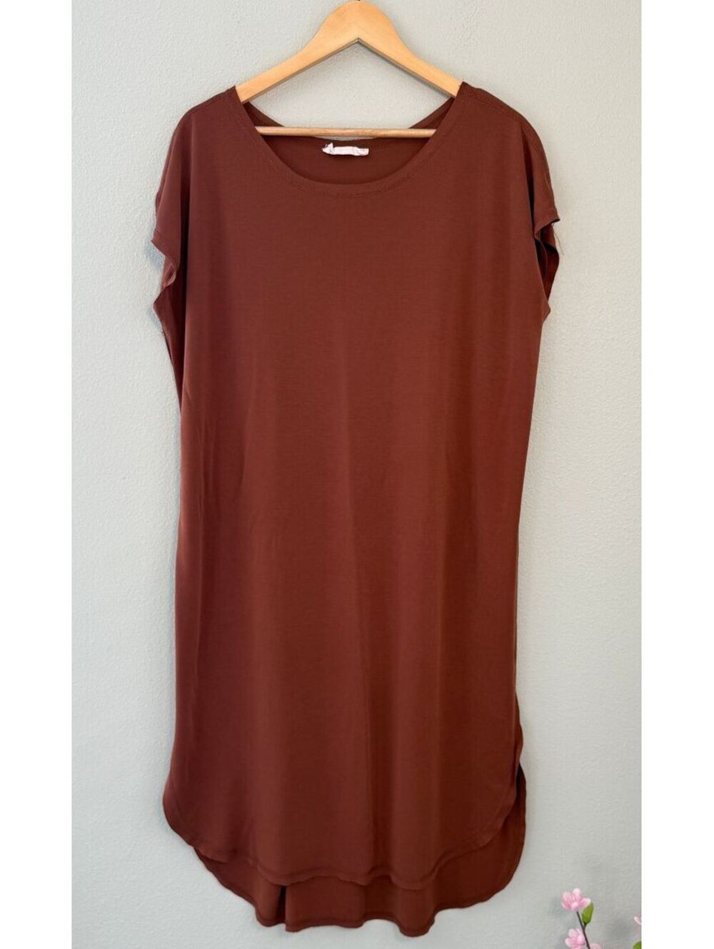 Buckle Double Zero Modal Blend Shirt Dress In Rust Brown - Women's Large NWOT - Picture 2 of 7